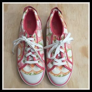 Coach White Pink Multicolor Logo-Print Sneakers